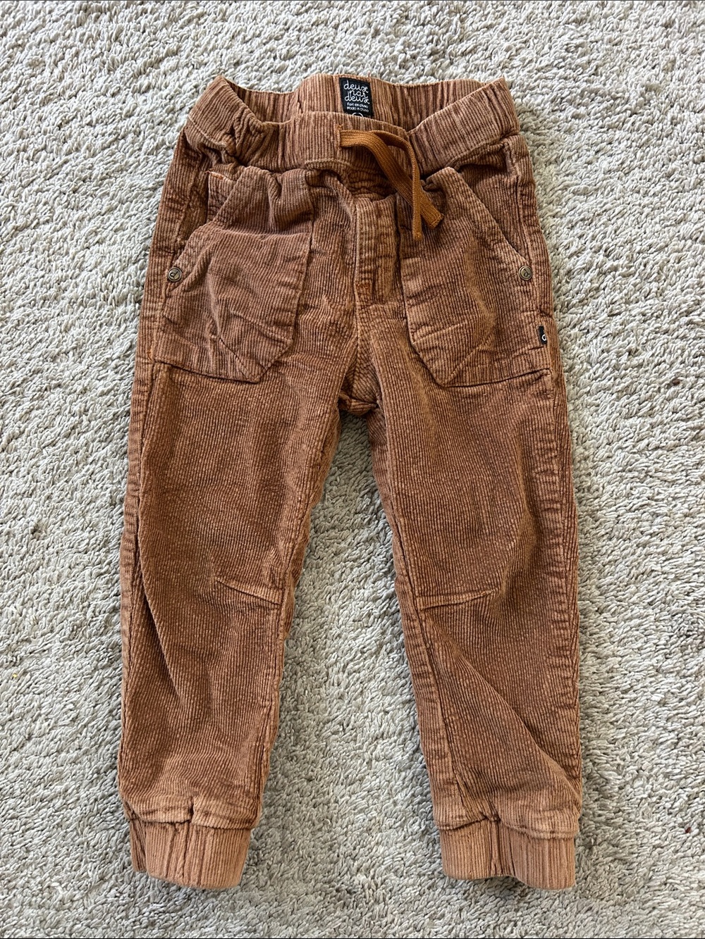 deux par deux Brown Corduroy Jogger Pants with Drawstring 4T